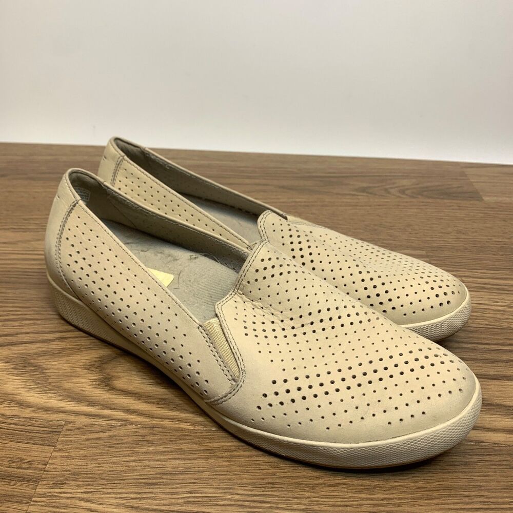 Dansko Odina Slip On Comfort Shoe Perforated‎ Cream Leather US 10.5 / 11 EU 41